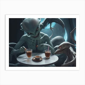 Aliens At The Table Art Print