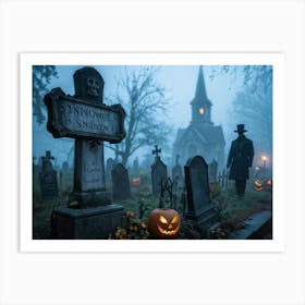 Halloween Theed Wedding Announcement Fog Enshrouds A Dilapidated Signboard Proclaiming The Union Of (7) Art Print