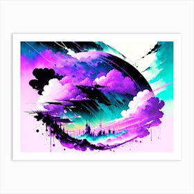 Purple Planet With Clouds Art Print