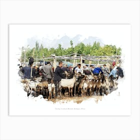 Sunday Livestock Market, Kashgar, China Art Print