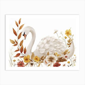 Little Floral Swan 4 Art Print