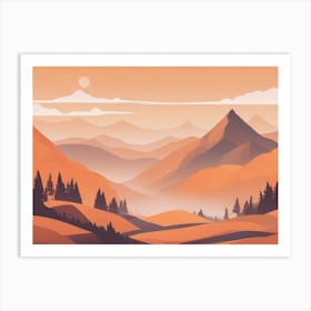 Misty mountains horizontal background in orange tone 165 Art Print