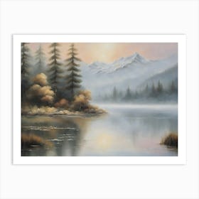 Mystic Dawn Over A Serene Lake Art Print