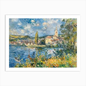 Summery Serenity By The Lake Painting Inspired By Paul Cezanne Art Print