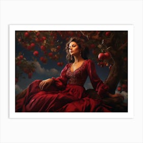 Upscaled A Woman Sitting Under Apple Trees Posing In The Sky In Th 08675e48 0e8e 4e91 98e3 97387800b84d Art Print