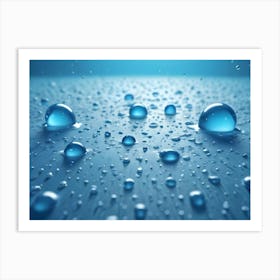 Close Up Of Water Droplets On A Blue Background 2 Art Print