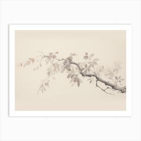 Neutral Branch Sketch Art Print