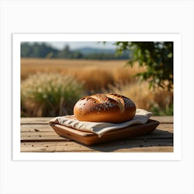 Bread On A Wooden Table Art Print