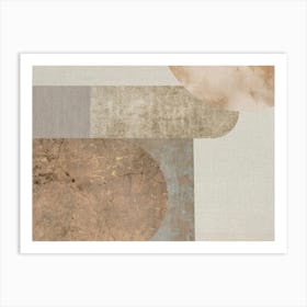 Beige and Tan Mid-century modern geometric abstract shapes artwork Art Print