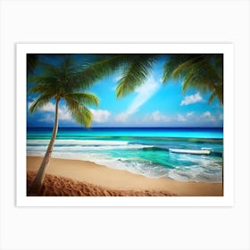 Palm Trees On The Beach 1 Art Print