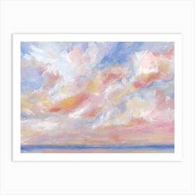 Blush Cloud Sunset Landscape Art Print