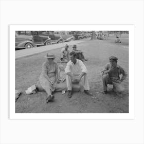 Farm People Sitting On Automobile Cushion In Square, Tahlequah, Oklahoma By Russell Lee Art Print