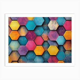 Colorful And Textured Hexagons and Diamonds Enhance Art Print