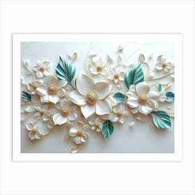 3d Illustration Flowers White Background 2 Art Print