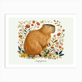 Little Floral Capybara 4 Poster Art Print