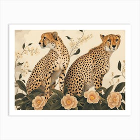 Floral Animal Illustration Cheetah 3 Art Print