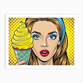 Pop Girl With Ice Cream Art Print