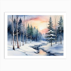 Winter Landscape Painting 1 Art Print