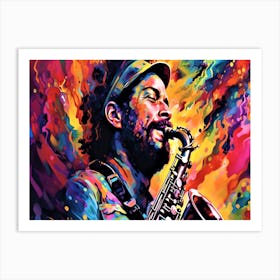 In Love With The Music - Saxophone Player Plays Art Print