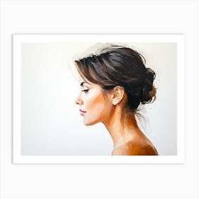 Side Profile Of Beautiful Woman Oil Painting 32 Art Print