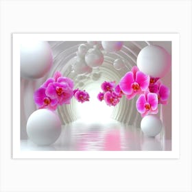 A Tunnel With Balloons And Orchids Art Print