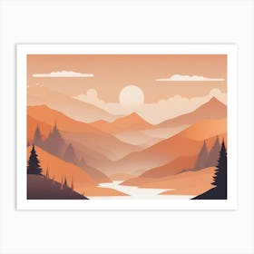 Misty mountains horizontal background in orange tone 62 Art Print