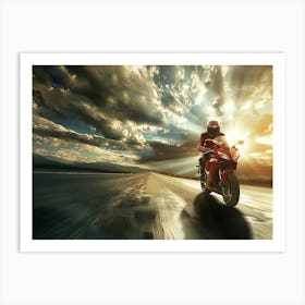 Motorcycle Rider On The Road 9 Art Print