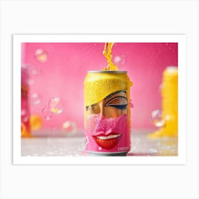 Soft Drink Can Cover Featuring A Face Eliminated By The Method Of Paper Folding Art Shades Of Pink Poster