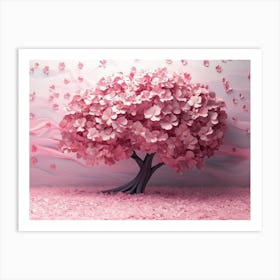 3D Sakura Tree and pink flowers Art Print