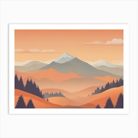 Misty mountains horizontal background in orange tone 37 Art Print