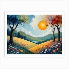 Sunset In The Meadow 4 Art Print