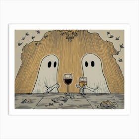 Ghosts Drinking Wine Art Print