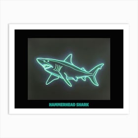 Green Scalloped Hammerhead Neon Shark 7 Poster Art Print