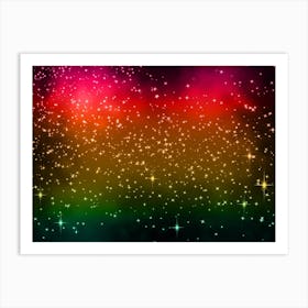 Red Green Black Shining Star Background Art Print