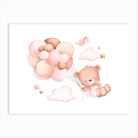 Teddy Bear With Balloons Kids and Nursery 6 Art Print