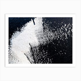 White Powder On A Black Wall. Art Print