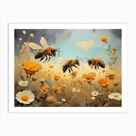 Bees In Bloom Art Print