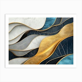 Abstract Gold And Blue Abstract Painting Art Print