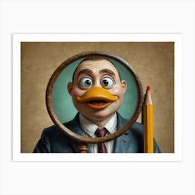 Duck With A Magnifying Glass Art Print