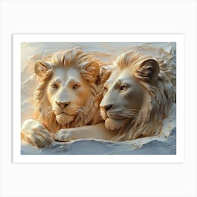 Exquisite 3d Relief Lion Art Print