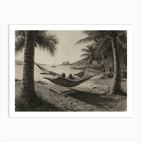 Hammock On The Beach Hamptons Style Art Print