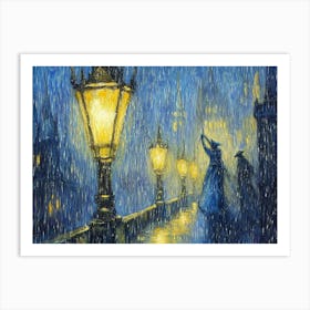 Charles Bridge In The Rain Art Print