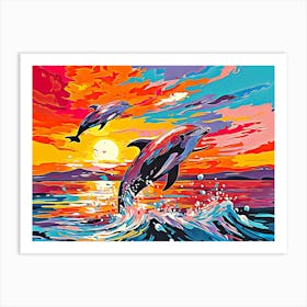 Dolphins Jumping In The Ocean Art Print