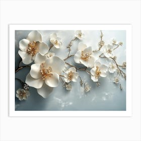 White Flowers On A Branch Art Print