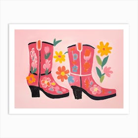 Pink Cowgirl Boots Art Print