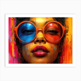 3D View - Girl Colorful Art Print