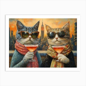 Cats At The Rooftop Bar 4 Art Print