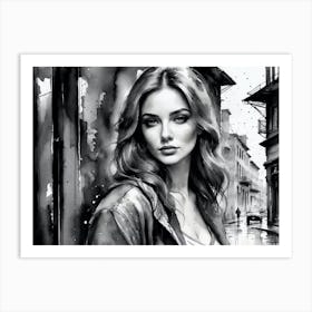 Black And White Portrait Of A Woman 2 Art Print