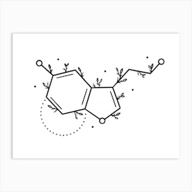 Serotonin Molecule With Flowers Art Print