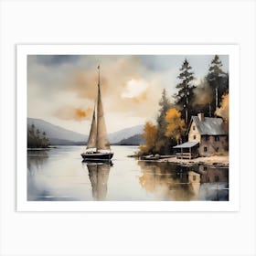 Sailboat Painting Lake House (28) Art Print